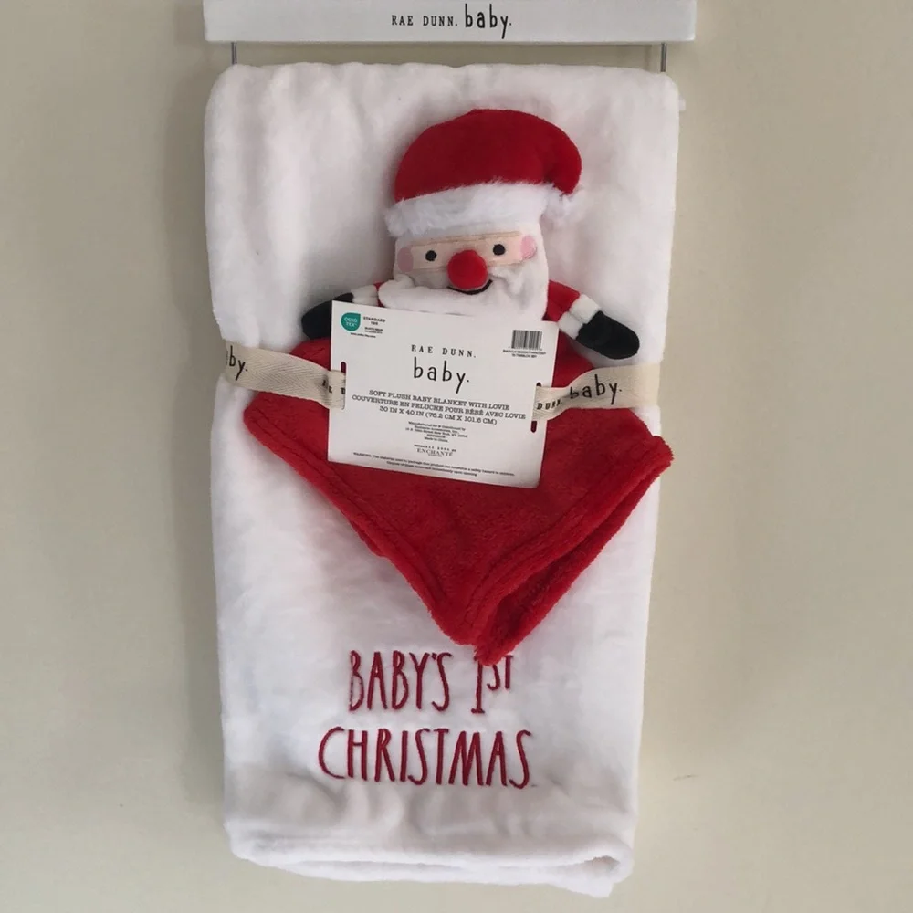Rae Dunn BABY’S 1st CHRISTMAS Plush Blanket with Lovie